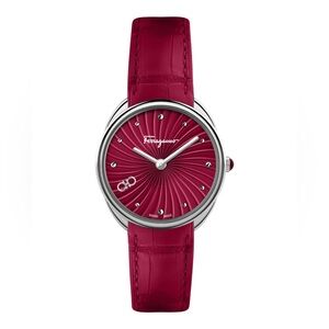 Salvatore Ferragamo Burgundy Cuir Watch Womens